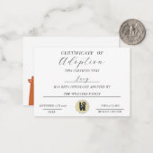 adoptiecertificaat notitiekaartje (Voorkant / Achterkant in situ)