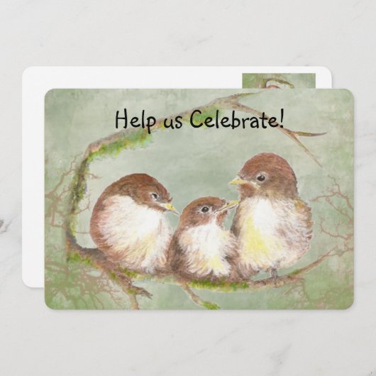 Adoptiefeest Sweet Bird Family Art Kaart (Voorkant / Achterkant)