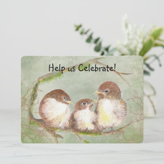 Adoptiefeest Sweet Bird Family Art Kaart (Staand voorkant)