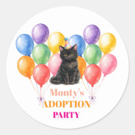Adoptiefeestje Gotcha-dag Zwarte Kat Huisdier Ronde Sticker