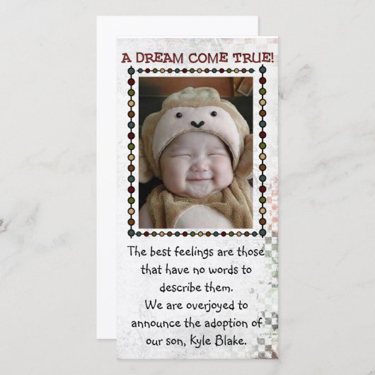 adoptiefotokaart aankondiging (Voorkant / Achterkant)