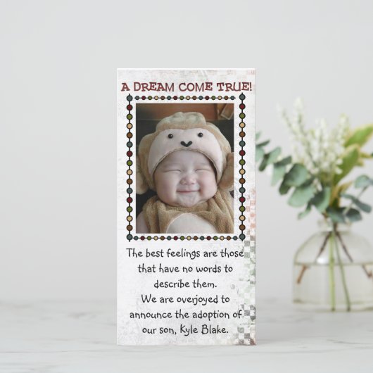 adoptiefotokaart aankondiging (Staand voorkant)