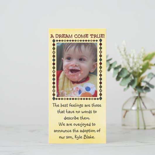 adoptiefotokaart aankondiging (Staand voorkant)