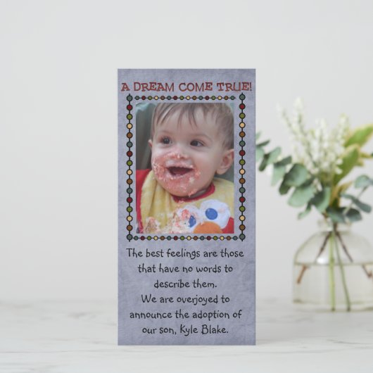 adoptiefotokaart aankondiging (Staand voorkant)