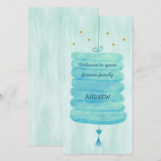 Adoptiekaart blauw - een eeuwig familielamp (Voorkant / Achterkant)