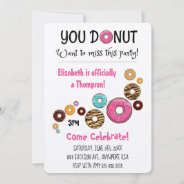 Adoptiepartij Modern Pink Donut Party Kaart