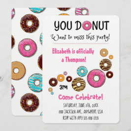 Adoptiepartij Modern Pink Donut Party Kaart
