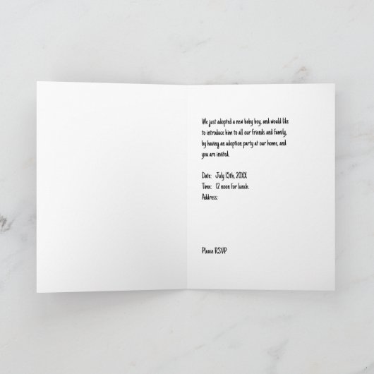 Adoptiepartij voor Baby Boy Kaart (Binnen)