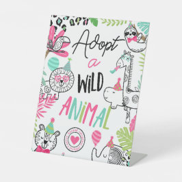 adoptiestation voor wilde dieren reclamebord met voetstuk