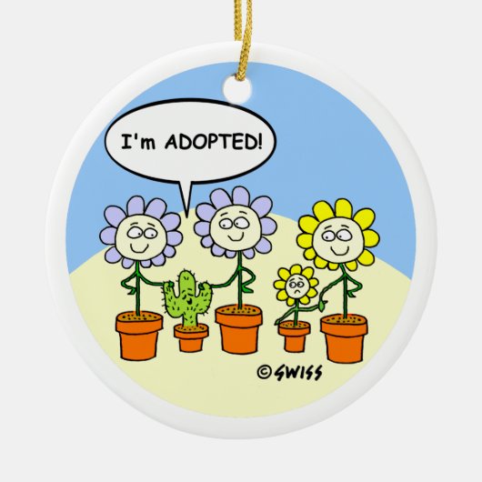 Adoptiethema Geschikte Cartoon op maat Keramisch Ornament (Voorkant)