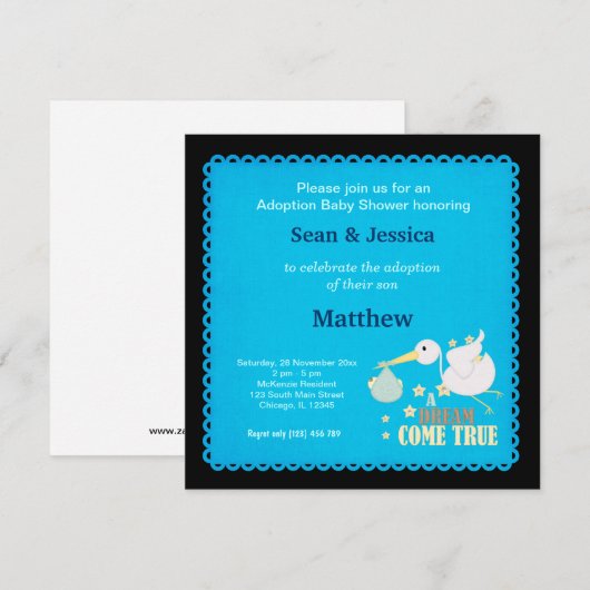 Adoption Baby shower Boy Kaart (Voorkant / Achterkant)