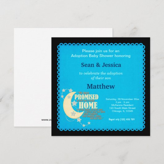 Adoption Baby shower Boy Kaart (Voorkant / Achterkant)