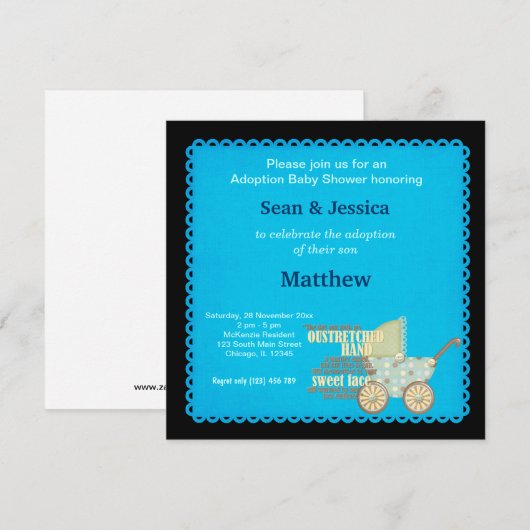 Adoption Baby shower Boy Kaart (Voorkant / Achterkant)