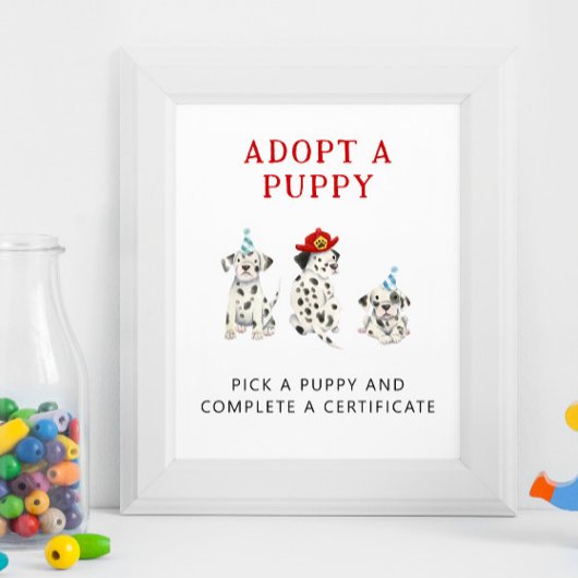 Adoption Center | Jongen Brandweerman Party Sign Poster