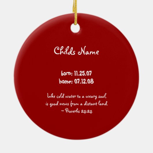 Adoption Love Boy Ornament (Achterkant)