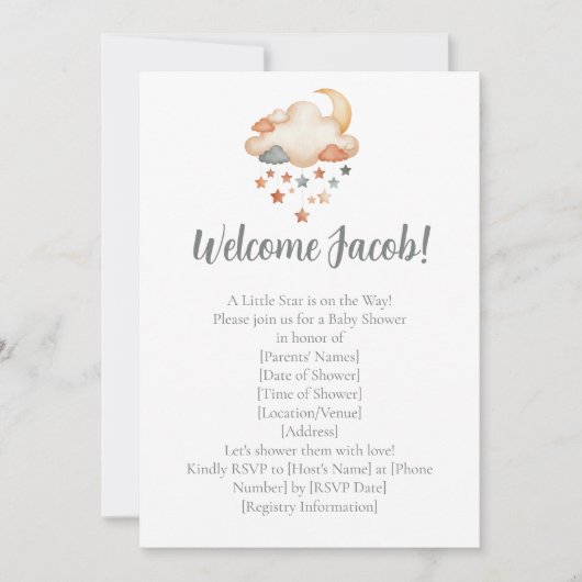 Adoption Shower Invitation – Dreamy Star Welcome Kaart (Voorkant)