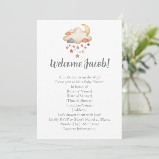 Adoption Shower Invitation – Dreamy Star Welcome Kaart (Staand voorkant)