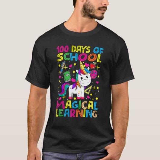 Adorable 100 Days of Magical Learning School Unico T-shirt (Voorkant)