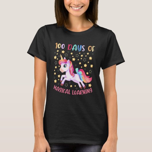 Adorable 100 Days of Magical Learning School Unico T-shirt (Voorkant)