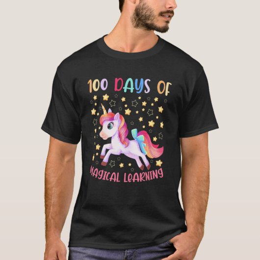 Adorable 100 Days of Magical Learning School Unico T-shirt (Voorkant)
