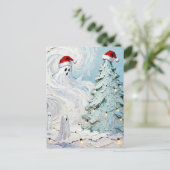 Adorable and Cute Christmas Ghosts and Tree Briefkaart (Staand voorkant)