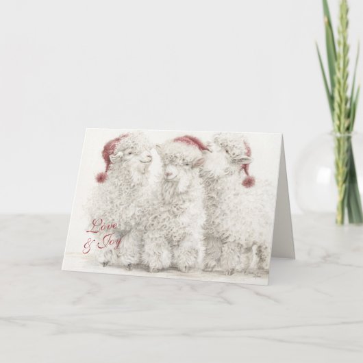 Adorable Angora Goat Christmas Trio Kaart (Voorkant)