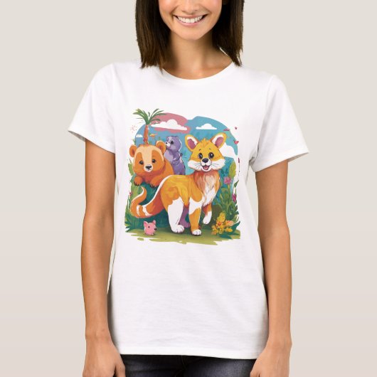 Adorable Animal Parade – Kids’ Playful T-Shirt Des (Voorkant)