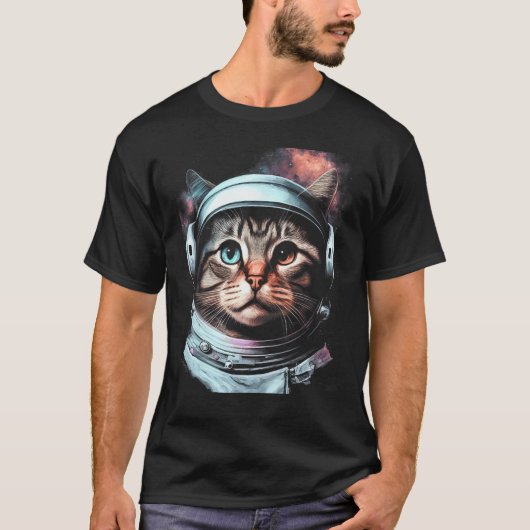 Adorable Astronaut Cat Kitty Illustration T-shirt (Voorkant)