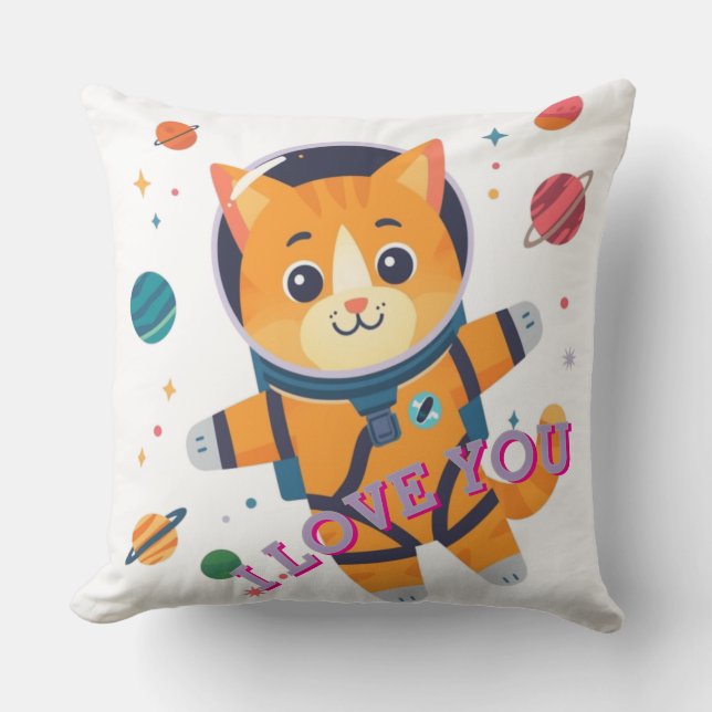 Adorable Astronaut Cat Throw Pillow Kussen (Voorkant)