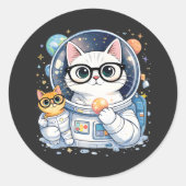 Adorable Astronaut Cats Exploring the Galaxy Ronde Sticker (Voorkant)