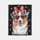 Adorable Australian Shepherd Lick Lollipop Valenti Fleece Deken (Voorkant)