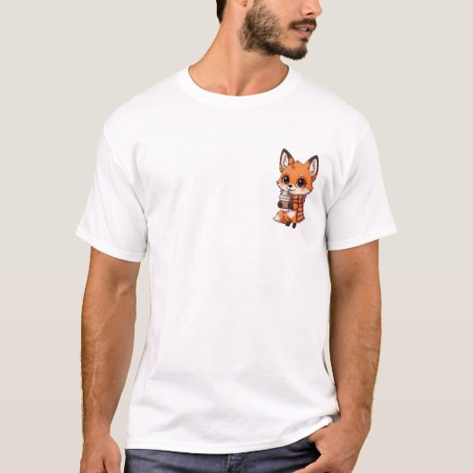 Adorable Autumn Fox Sipping Pumpkin Spice Latte T-shirt (Voorkant)