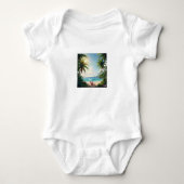 Adorable Baby Bodysuit – Elephant & Palm Trees (Voorkant)
