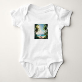 Adorable Baby Bodysuit – Elephant & Palm Trees
