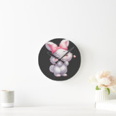 Adorable Baby Bunny Illustration Ronde Klok (Huis)