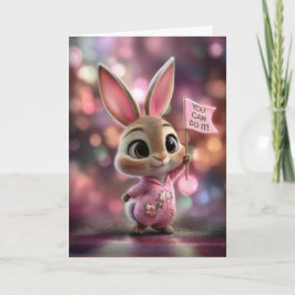 Adorable Baby Bunny in Pink Hoodie Encouragement Kaart
