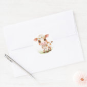 Adorable baby calf with big eyes  ronde sticker (Envelop)