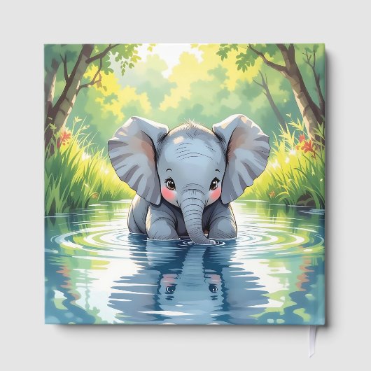 Adorable Baby Elephant and Reflection Gastenboek (Achterkant)