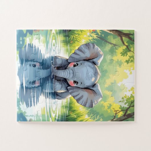 Adorable Baby Elephant and Reflection Legpuzzel (Horizontaal)