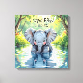 Adorable Baby Elephant and Reflection Personalized Canvas Afdruk (Voorkant)