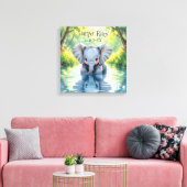 Adorable Baby Elephant and Reflection Personalized Canvas Afdruk (Insitu (Woonkamer))