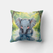 Adorable Baby Elephant and Reflection Personalized Kussen (Achterkant)