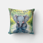 Adorable Baby Elephant and Reflection Personalized Kussen (Voorkant)