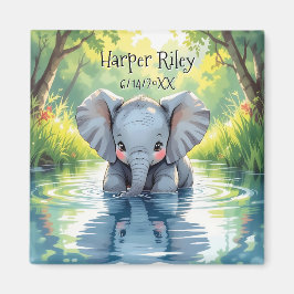 Adorable Baby Elephant and Reflection Personalized Magneet