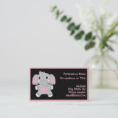 Adorable Baby Elephant Pink Black Child Focused  Visitekaartje (Staand voorkant)