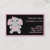Adorable Baby Elephant Pink Black Child Focused  Visitekaartje (Voorkant)