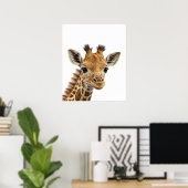 Adorable Baby Giraffe Nursery Jungle Safari Poster (Thuiskantoor)