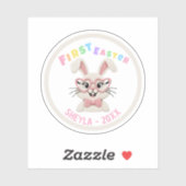 Adorable Baby Girl Boy First Easter Bunny Sticker (Vel)