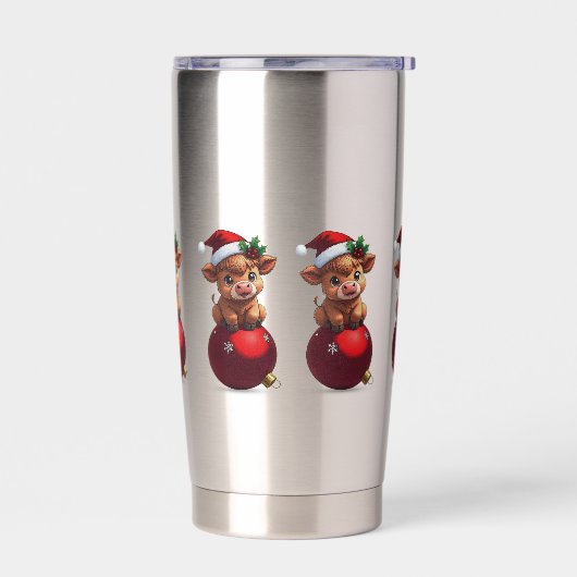 adorable baby highland cow sitting geïsoleerde drinkbeker (Links)