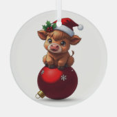 adorable baby highland cow sitting glas ornament (Achterkant)